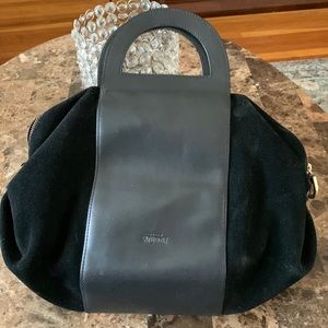 Kate Spade SATURDAY black leather Bowler hand bag Genuine leather Genuine suede